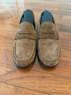 Yves Saint Laurent Suede Brown Slip-On Loafers
